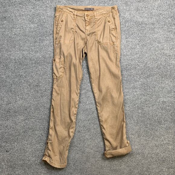 Level 99 Pants Women 27 Husk Linen Tencel Blend Dayla Cargo Pockets Utility - Picture 2 of 14